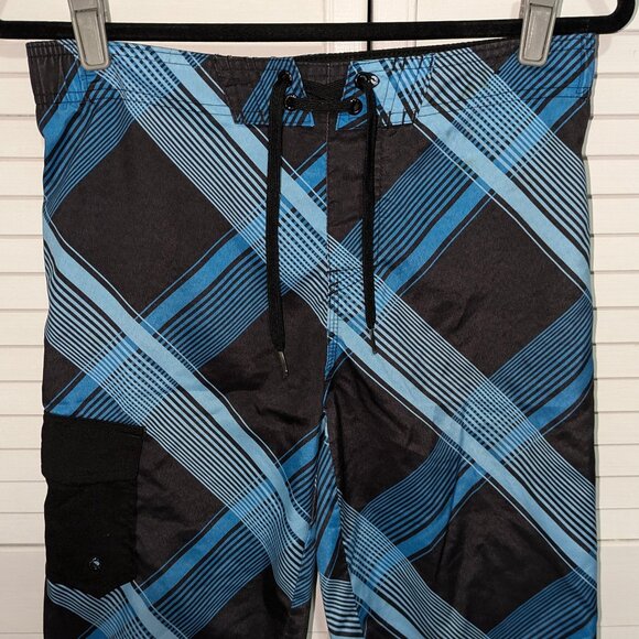 NWOT! Boys Size Medium Blue Plaid Bathing Suit by Hang 10 - Picture 1 of 8